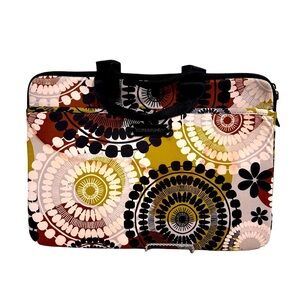 3x25 Vera Bradley Neoprene Padded Laptop Sleeve Cocoa Moss Pattern 15”Laptop GUC
